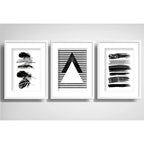 Set 3 Cuadros Geometrico Tribal Abstracto Boho Con Paspartu