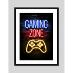 Cuadro Game Room Frases Gamer Videojuego Geek Art Decoracion Gaming Zone 2 Marco Negro