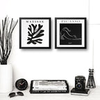 Set 2 Cuadros Henri Matisse Pablo Picasso En Blanco Y Negro Marco Negro