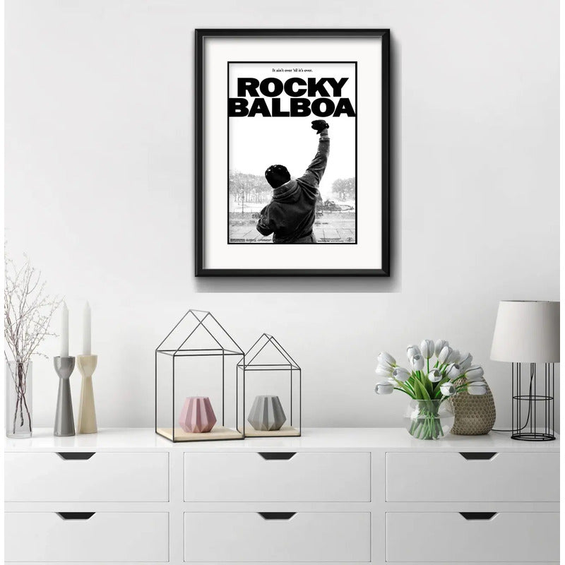 Cuadro Rocky Balboa Stallone Boxe 53x43cm Con Paspartú Marco Negro