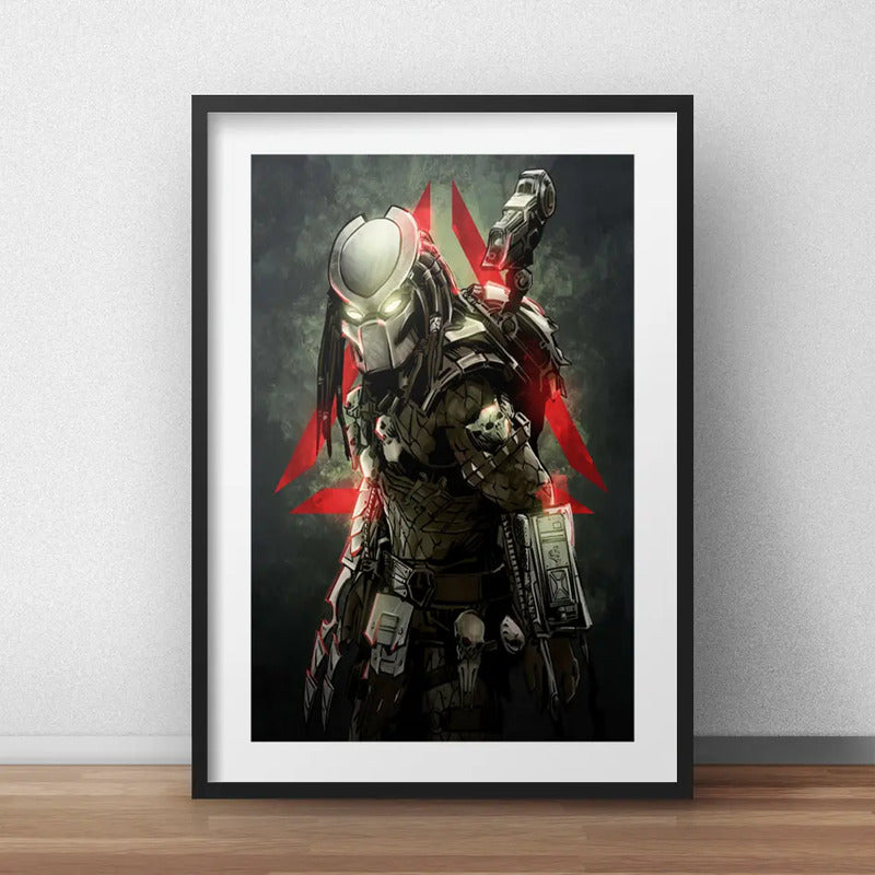 Cuadro Predator Yautja Depredador Pelicula Cine Con Paspartú Marco Negro