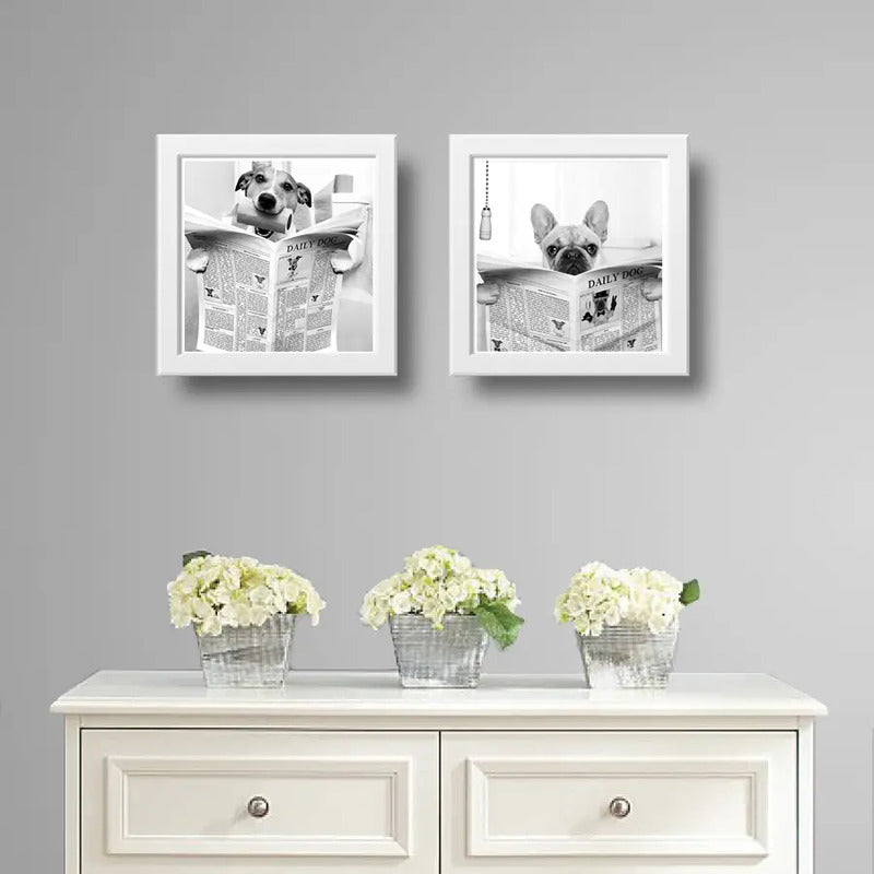 Set 2 Cuadros Perro Baño Mascota Diario Decoracion Pet Brs13