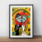 Cuadro Pareja Calaveras Mexicanas Tattoo Decoracion Paspartú