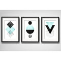 Set 3 Cuadros Geometrico Abstracto Moderno Con Paspartu B1