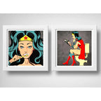 Set 2 Cuadros Mujer Maravilla Baño Superhéroe Comics Decor