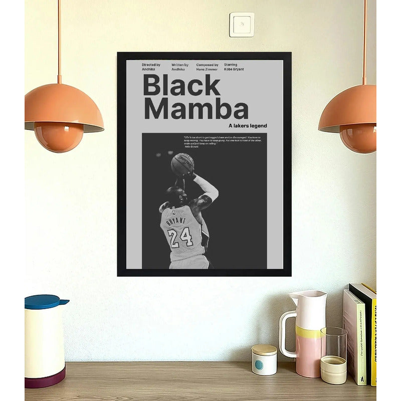 Cuadro Black Mamba Lakers Kobe Bryant Baloncesto Deportes Marco Negro
