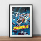 Cuadro Asteroids Atari Retro Game Geek Decoracion Paspartú Marco Negro