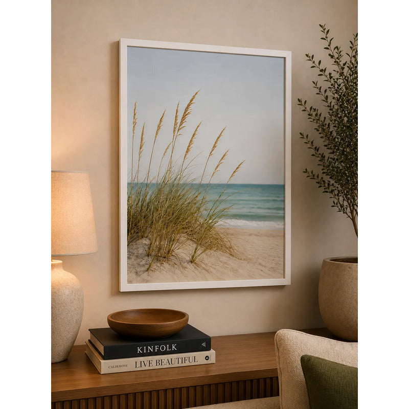 Cuadro Living Dormitorio Paisajes De Playa Mar Sol Surf Brs1 Marco Blanco
