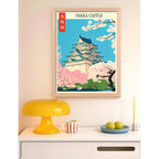 Cuadro Living Dormitorio Castillo Osaka Flor Arte Japon Oak Marco Negro