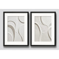 Set 2 Cuadros Boho Arte Abstracto Neutro 3d Con Paspartu 53x43cm Cada Cuadro Negro