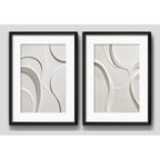 Set 2 Cuadros Boho Arte Abstracto Neutro 3d Con Paspartu 53x43cm Cada Cuadro Negro