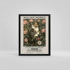 Cuadro Gato Flores William Morris Gatito Arte Exposición Marco Negro