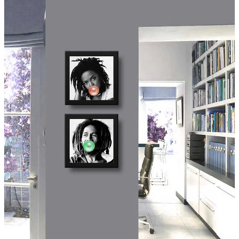 Set 2 Cuadros Bob Marley Lauryn Hill Chicle Musica Decor