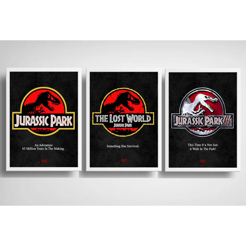 Set 3 Cuadros Jurassic Park Pelicula Trilogia Decoracion