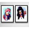 Set 2 Cuadros Guns N Roses Pop Art Axl Rose Slash Decoracion Marco Negro