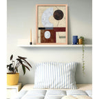 Cuadro Dormitorio Living Boho Abstracto B2 Tono Terroso Oak Marco Marrón Claro