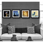 Set 4 Cuadros Obras Pintores Famosos Van Gogh Klimt 33x33cm Marco Negro