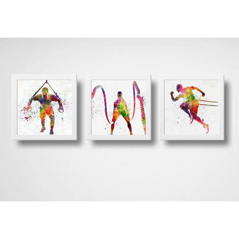 Set 3 Cuadros Crossfit Pop Art Fitness Musculacion Gimnasio