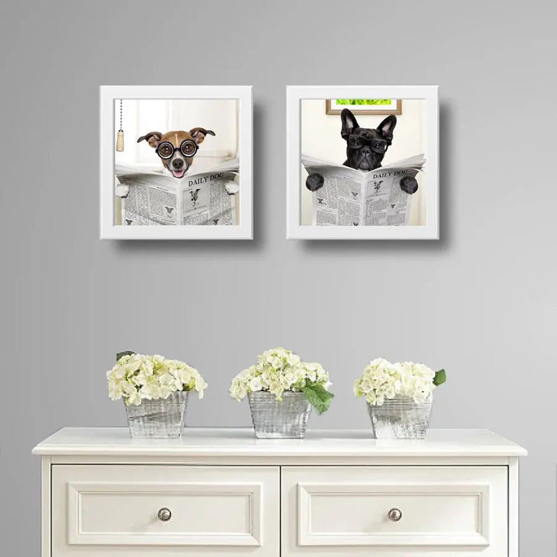 Set 2 Cuadros Perro Baño Mascota Diario Decoracion Pet Brs03
