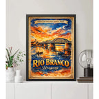 Cuadro Rio Branco Yaguarón Puente Baron Maua Retro Uruguay Marco Negro