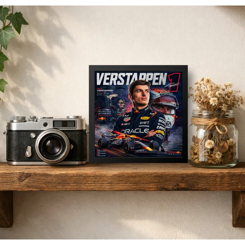 Cuadro Max Verstappen Formula 1 Red Bull Team Auto Coleccion Marco Negro