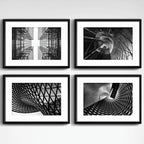 Set 4 Cuadros Arquitectura Moderna Blanco Negro Con Paspartu