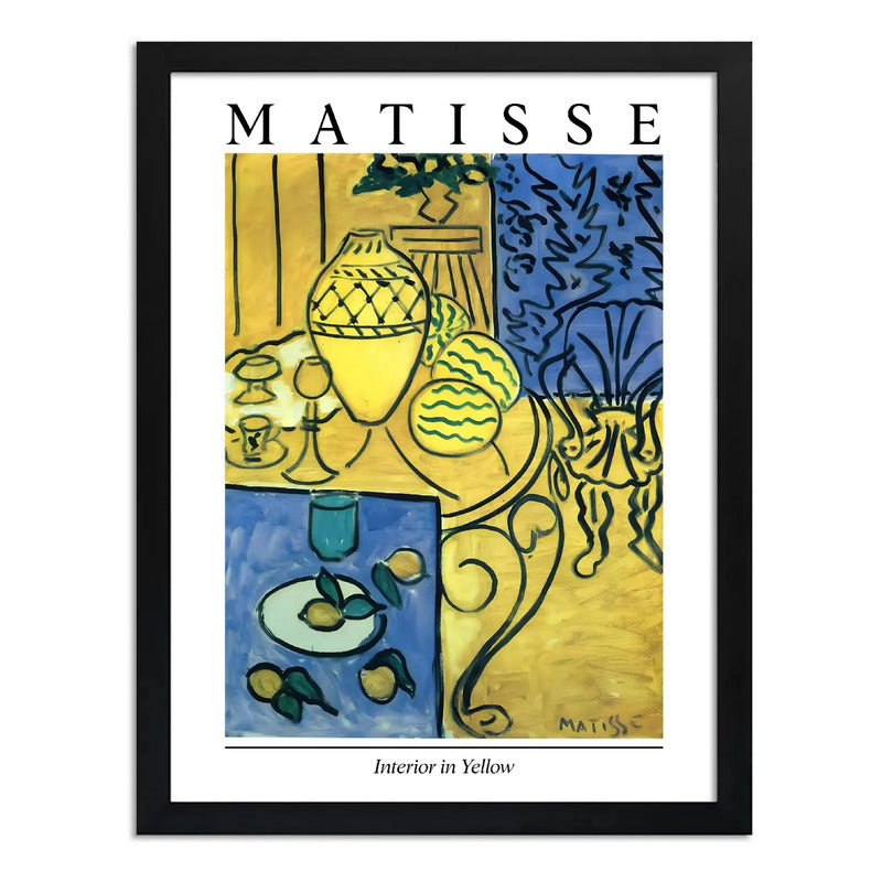 Cuadro Henri Matisse Interior Amarillo Limones Chef Cocina Marco Negro