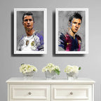Set 2 Cuadros Messi Cristiano Ronaldo Cr7 Fútbol Decoración