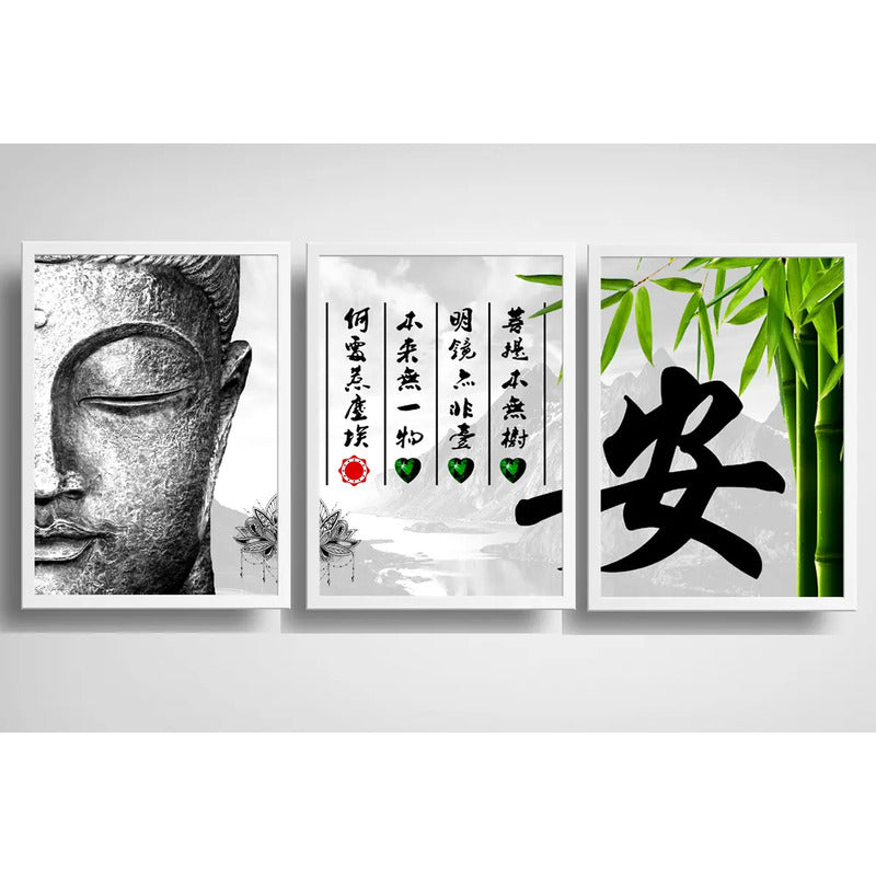 Set 3 Cuadros Buda Meditacion Zen Feng Shui Significado Paz
