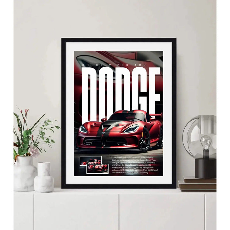 Cuadro Dodge Viper Acr Auto Modelo Carrera Decoracion Marco Negro