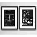 Set 2 Cuadros Abogado Diosa Justicia Patente Retro Paspartu