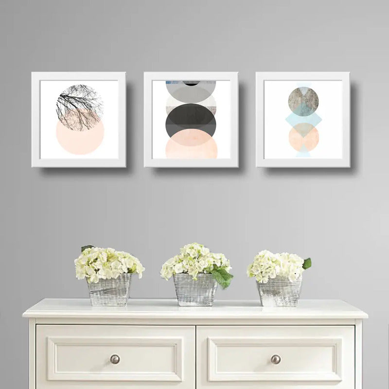 Set 3 Cuadros Geometrico Escandinavo Arbol Luna Decoracion