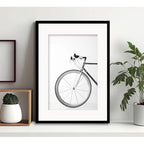 Cuadro Bicicleta Retro Vintage Blanco Y Negro 2 Con Paspartú Marco Negro