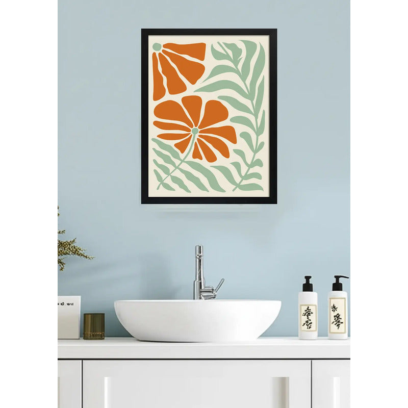 Cuadro Boho Botanico Flores Plantas Abstracto Tonos Nude Flores Boho 2 Negro