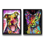 Set 2 Cuadros Perro Gato Pop Art Pitbull Mascota Pet Decora