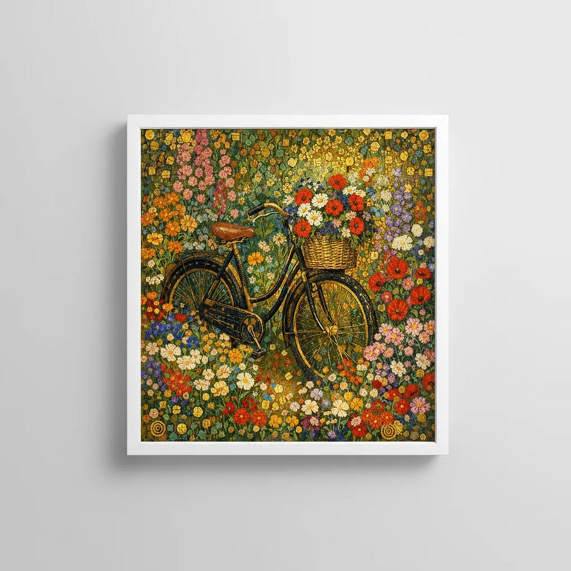 Cuadro Bicicleta Gustav Klimt Arte Flores Jardin Campestre Marco Blanco