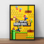 Cuadro Super Mario Bros 2 Super Nintendo Game Videojuego Bs4 Marco Negro