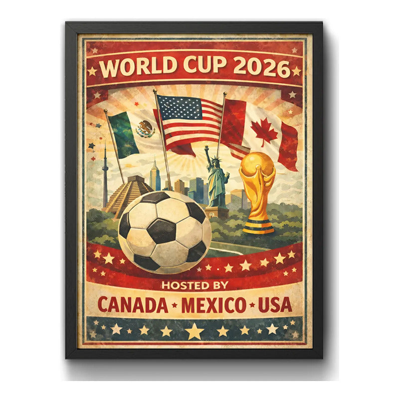 Cuadro Copa Del Mundo Futbol 26 Canada Mexico Estados Unidos Marco Negro