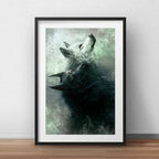 Cuadro Lobos Salvajes Blanco Y Negro Decoracion Con Paspartú Marco Negro