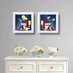 Set 2 Cuadros Superman Supergirl Baño Héroes Comics Decora