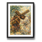 Cuadro Jesús Cristo Vía Crucis Estación Calvario Biblia Arte Simón De Cirene Ayuda A Jesús A Cargar La Cruz Negro