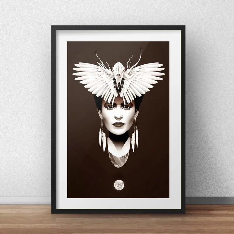 Cuadro Frida Kahlo Mariposa Arte Decoracion Con Paspartú Marco Negro
