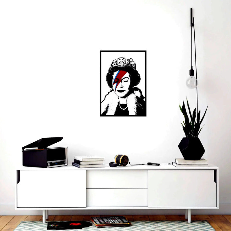 Cuadro Banksy Lizzy Stardust Reina Isabel Arte Decoracion Marco Negro