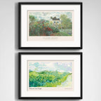 Set 2 Cuadros Living Monet Van Gogh 53x43cm Con Paspartu Marco Negro