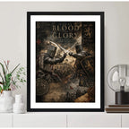 Cuadro Medieval Batalla Caballeros Armadura Arte Vintage Marco Negro