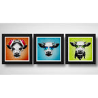 Set 3 Cuadros Vaca Hipster Pop Art Gafas Animales Decoracion