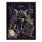 Cuadro Wicca Altar Místico Pentáculo Cristales Arte Vintage Marco Negro