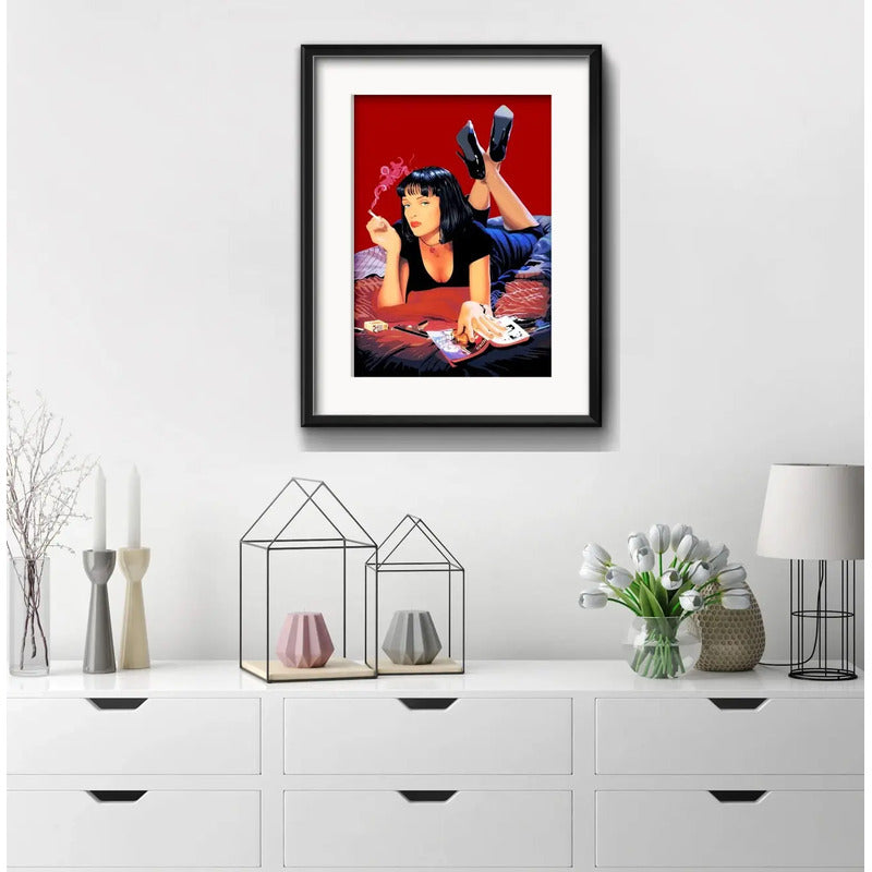 Cuadro Pulp Fiction Pelicula Tarantino 53x43cm Con Paspartú Marco Negro