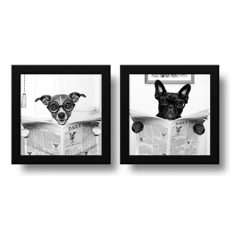 Set 2 Cuadros Perro Baño Mascota Diario Decoracion Pet Brs03
