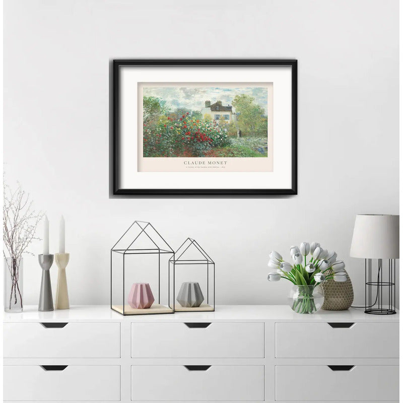 Cuadro Monet El Jardin Del Artista Arte 53x43cm Con Paspartú Marco Negro